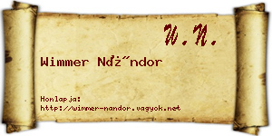 Wimmer Nándor névjegykártya